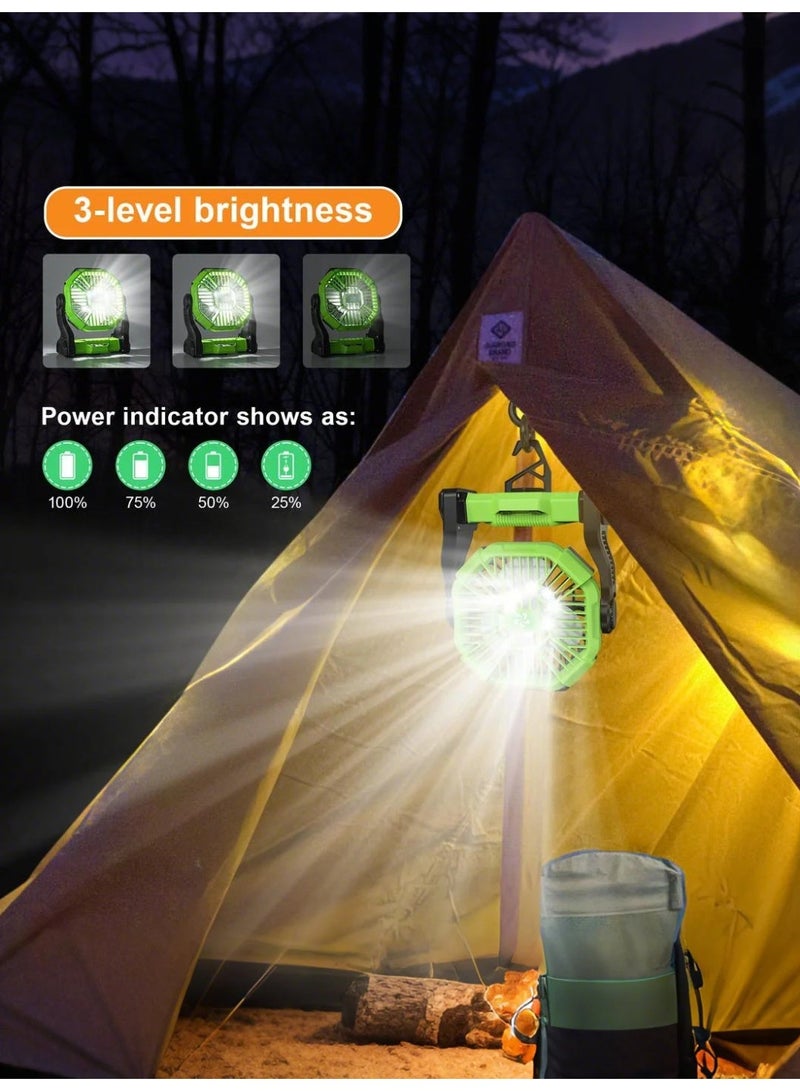 يوفيهي مروحة طاولة، مروحة تخييم، مروحة محمولة، مروحة مكتب قابلة لإعادة الشحن، سرعة قابلة للتعديل مع خطاف، مناسبة للتخييم والمشي لمسافات طويلة والشواء، للاستخدام الداخلي والخارجي، للمنزل والمكتب والسفر (تعمل بمنفذ USB). - Image 4